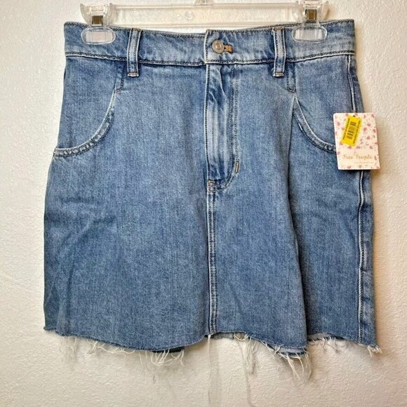 Free People Light Blue Denim Mini Skirt - Picture 1 of 5